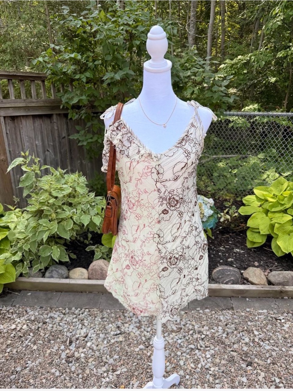 Wilfred Cream Floral Asymmetrical Slip Mini Dress